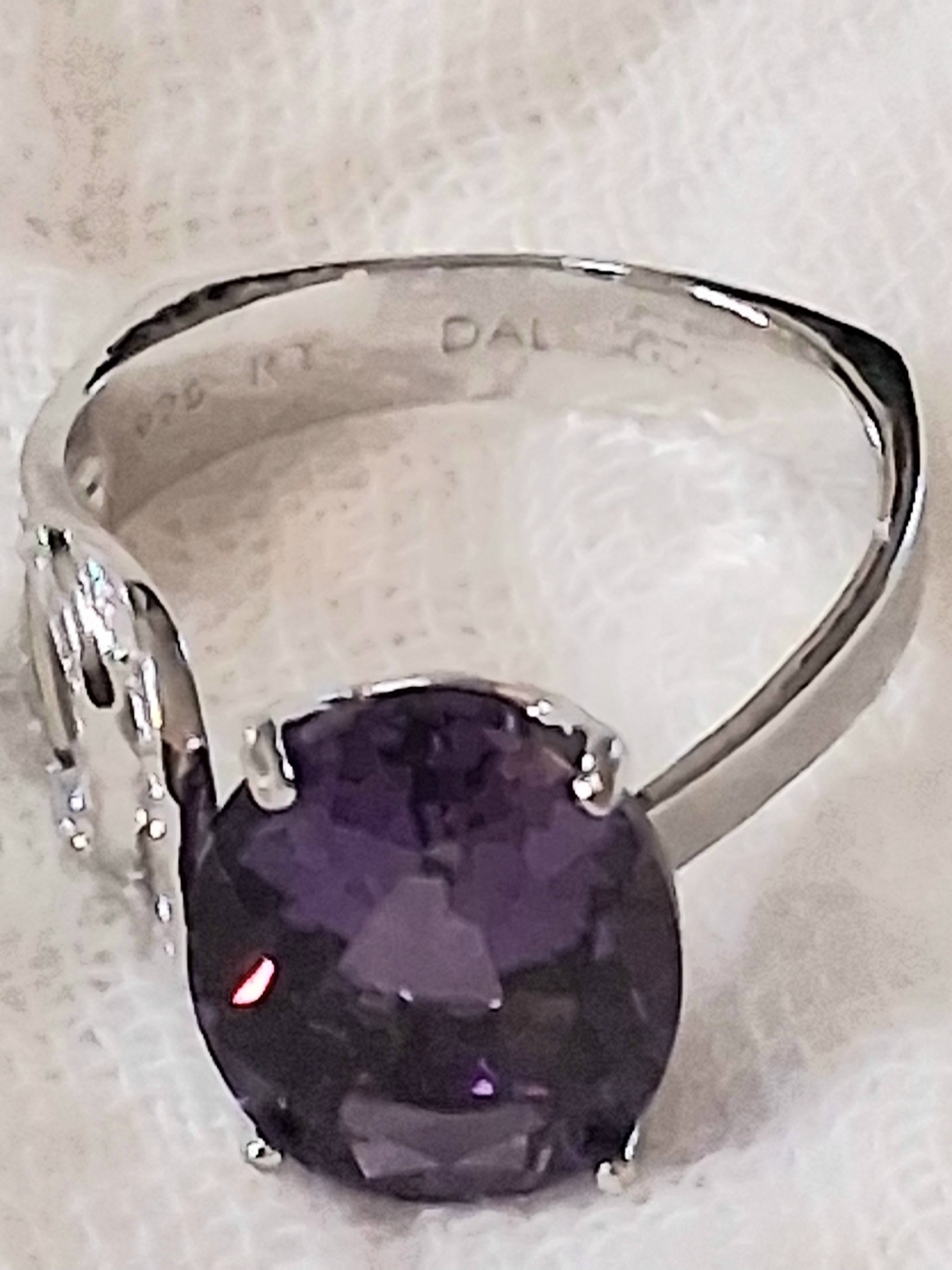 Sterling Silver Ring with Amethyst Purple Center Stone